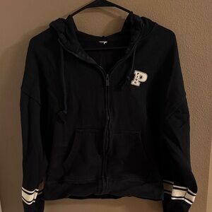 Victoria’s Secret Pink Black Zip-Up Hoodie cropped medium